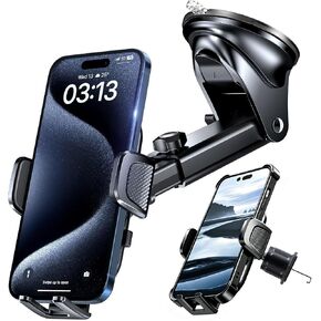 Car Phone Holder【Upgraded Strongest Suction & Clip】3in1 Universal Cell Phone Mount for Dashboard Windshield Air Vent, Truck Cradle Stand for iPhone 17 Pro Max 16 15 14 13 12 11 SE Samsung Android in Kuwait