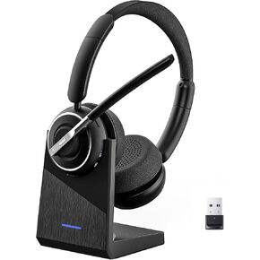 PrancyBt Wireless Headset with Noise Cancelling Microphone, Bluetooth Headset with Mic for Work, Wireless Headphones with Mute & USB Dongle for Work from Home/PC/Computer/Call Center in Kuwait