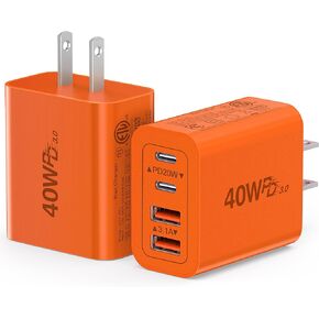 [2-Pack] 40W USB C Charger Cube Fast Charging Block Multiport Wall Plug in Kuwait