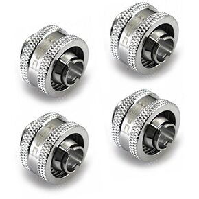 XSPC G1/4" to 3/8" ID, 5/8" OD Compression Fitting V2 for Soft Tubing, Chrome, 4-Pack in Kuwait