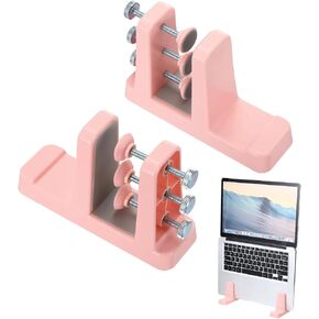 PATIKIL 2-in-1 Vertical Laptop Stand, 4 Pcs Adjustable ABS Notebook Holder Space-Saving Vertical Stand Notebook Dock with Non-Slip Rubber for Home Office Desktop Storage Keyboard, Black in Kuwait