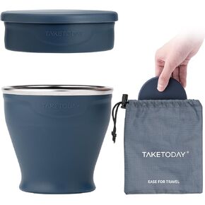 TakeToday Collapsible Cup 8 oz, Foldable with Lid for Travel, Navy in Kuwait