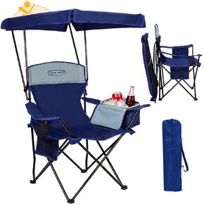 YOUNG WOOD Camping Chair with Canopy, Beach Chair with Shade,Portable,Lightweight Oversized for All, Easy to Open and Close Without Installation, Side Pocket Design for All Outdoor Activities，Blue in Kuwait