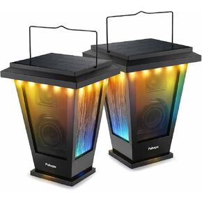 pohopa Bluetooth Speakers Waterproof, Solar Powered 2 Packs True Wireless Stereo Sound 20W Dual Pairing Lantern Indoor Outdoor Speakers with 20 Piece LED Lights, Richer Bass, Black in Kuwait