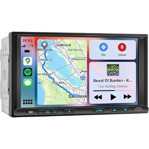 Double Din Car Stereo Wireless Apple CarPlay Android Auto, 7in Double Din Radio with Bluetooth, Mirror Link, Rearview Camera, Subwoofer/SWC/FM in Kuwait
