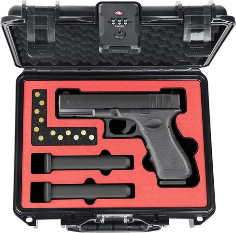 Kinghardcase Lockable Handgun Case for Select Glock Gen 1–6 Models, TSA Pistol Case Fits G17/G19/G20/G21/G22/G23/G31/G32/G37/G38/G43/G45, Waterproof Hard Gun Case with Foam for Transport & Storage in Kuwait