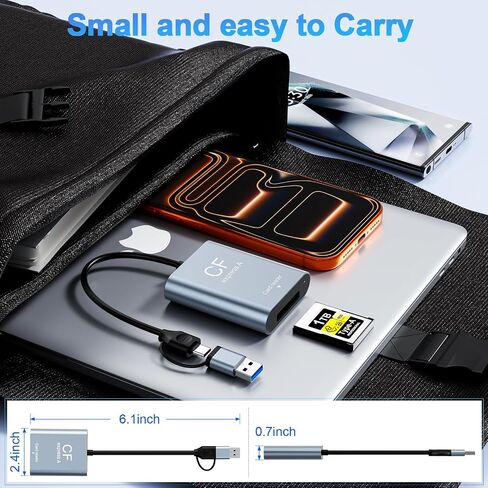 CFexpress Type A Card Reader USB 3.2 Gen 2 10Gbps, 2-in-1 USB-C & USB-A Adapter, Portable CFexpress Type A Adapter for Windows/Mac/Linux/Android, iPhone/iPad, Laptops & Tablets in Kuwait