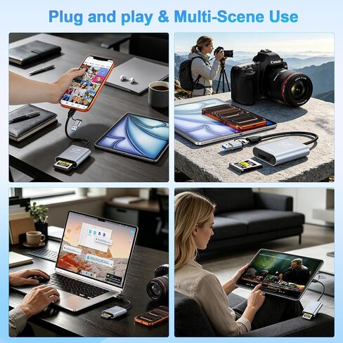 CFexpress Type A Card Reader USB 3.2 Gen 2 10Gbps, 2-in-1 USB-C & USB-A Adapter, Portable CFexpress Type A Adapter for Windows/Mac/Linux/Android, iPhone/iPad, Laptops & Tablets in Kuwait