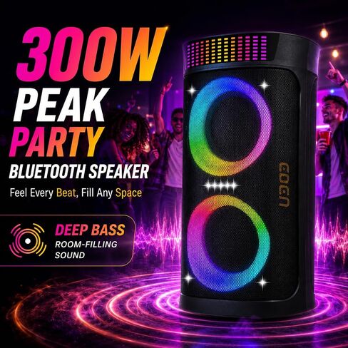 Bluetooth Speaker, 300W Peak Loud Party Speaker with Dual 6.5" Subwoofers in Saudi Arabia