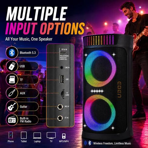 Bluetooth Speaker, 300W Peak Loud Party Speaker with Dual 6.5" Subwoofers in Saudi Arabia