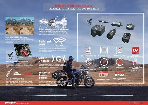 Innovv K5 4K Motorcycle Fitted Camera Motorbike Dual Front & Rear/Back Dash Cam New for 2021 in Saudi Arabia