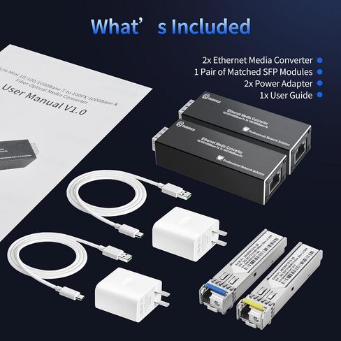 A Pair of 1.25G BiDi Fiber Ethernet Media Converter, PoE Powered in Kuwait
