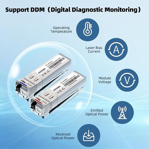 A Pair of 10G SFP+ Bidi Transceiver LC Single-Mode 20km Single Fiber Module 10GBASE-BIDI 1270nm/1330nm for Cisco, Ubiquiti UniFi, Mikrotik, and More in Kuwait