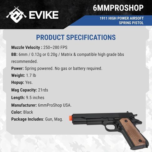 Evike Airsoft 1911 Full Size High Power Spring Pistol in Kuwait