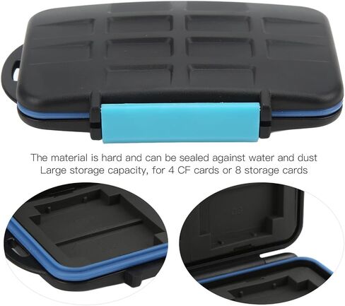 MC - 2 Memory Card Case, Water Storage Box for 4 CF Cards and 8 SD Cards, Hard ABS with TPR Interior, Holder with Keychain Hole for in Kuwait