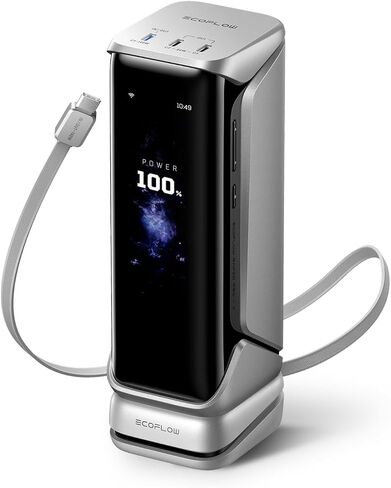 EF ECOFLOW Rapid Pro Power Bank, 4-Port with 300W Max Output, Portable Charger with 140W Built-in Cable, TSA-Approved, Smart APP, 3950x7mAh, for MacBook Pro/Air, iPhone 17/16 Series, Laptops, and More in Kuwait