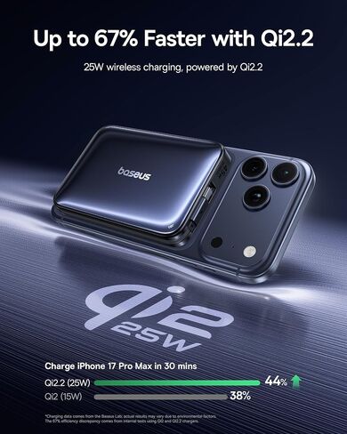 Baseus Picogo Qi2.2 25W Magsafe Portable Charger, Power Bank 10000mAh 45W with Built-in Cable USB-C Fast Charging for iPhone 17/16/15/14/13/12 Pro Max/Pixel 10 Pro, Black in Kuwait