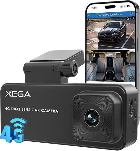 XEGA 4G Dual Dash Cam with Live View OBD Powered Anti Vandalism Car Camera in Kuwait