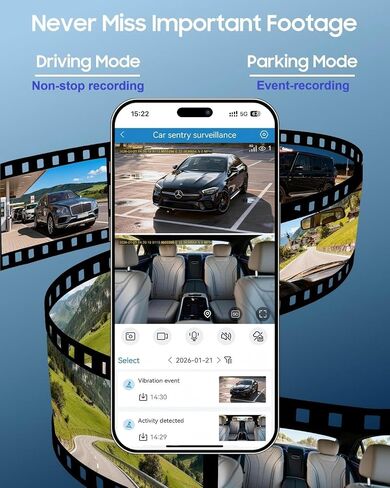 XEGA 4G Dual Dash Cam with Live View OBD Powered Anti Vandalism Car Camera in Kuwait