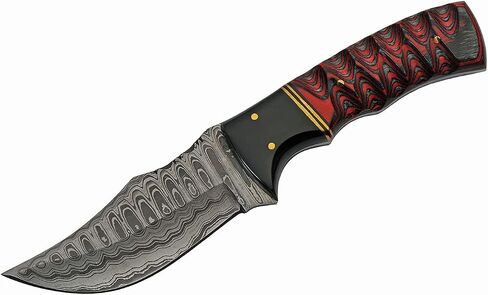 SZCO Full Tang Hunting Knife 8 Inch - Smokewood Buffalo Skinning Knife with Wood Handle, Damascus Blade & Sheath - Pocket Knife for Hunting, Camping & Outdoor uses - Knives for Men in Kuwait