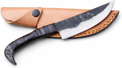 QUIKKLY Handmade Carbon Steel Pocket Hunting Knife – Hand Forged Vintage Blade with Leather Sheath, Custom EDC Outdoor Survival Knife Gift for Men in Kuwait