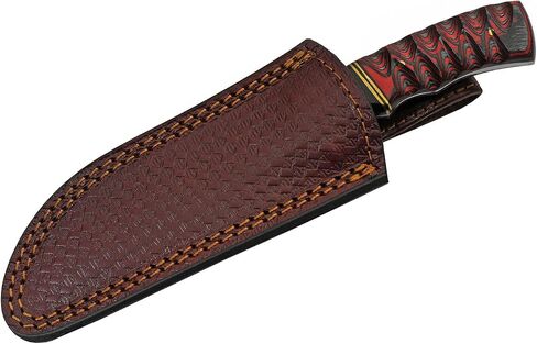 SZCO Full Tang Hunting Knife 8 Inch - Smokewood Buffalo Skinning Knife with Wood Handle, Damascus Blade & Sheath - Pocket Knife for Hunting, Camping & Outdoor uses - Knives for Men in Kuwait