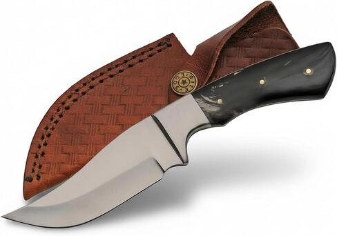 SZCO Full Tang Wild Buffalo Hunting Knife 8.25 Inch - Camping Knife with Horn Handle, Stainless Steel Blade & Sheath - Pocket Knife for Hunting, Camping & Outdoor uses - Knives for Men in Kuwait