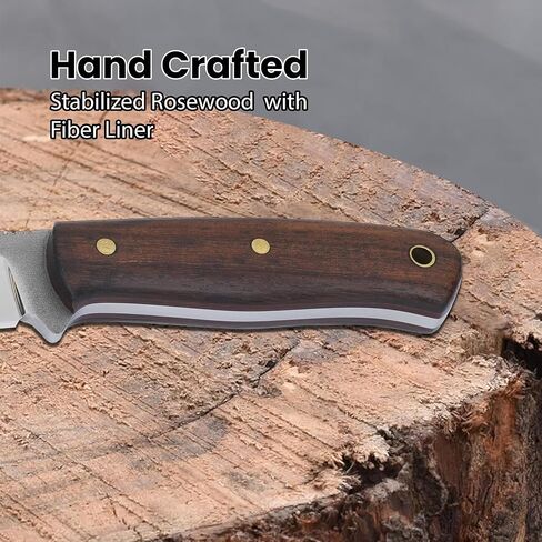 Knives Ranch Camper One | 8 inch Horizontal Carry Bushcraft, Camping, Hunting & Outdoors Knife | High Carbon Stainless Steel 440-C | 59 Hardness | Cowboy Style Dual Carry Sheath in Kuwait