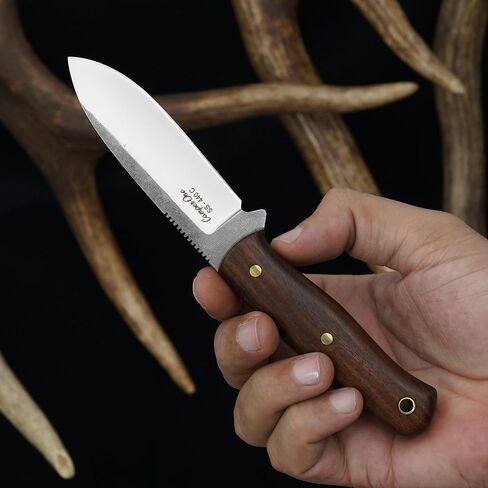 Knives Ranch Camper One | 8 inch Horizontal Carry Bushcraft, Camping, Hunting & Outdoors Knife | High Carbon Stainless Steel 440-C | 59 Hardness | Cowboy Style Dual Carry Sheath in Kuwait