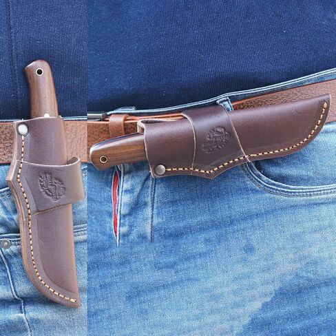 Knives Ranch Camper One | 8 inch Horizontal Carry Bushcraft, Camping, Hunting & Outdoors Knife | High Carbon Stainless Steel 440-C | 59 Hardness | Cowboy Style Dual Carry Sheath in Kuwait