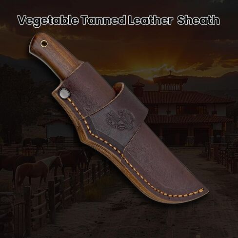 Knives Ranch Camper One | 8 inch Horizontal Carry Bushcraft, Camping, Hunting & Outdoors Knife | High Carbon Stainless Steel 440-C | 59 Hardness | Cowboy Style Dual Carry Sheath in Kuwait