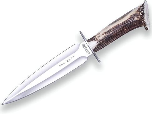 Joker Hunting Knife CN108 Colmillo, Deer Horn Handle, 8.66 inches MOVA Steel Blade, Brown Leather Sheath, Tool for Fishing, Hunting, Camping and Hiking in Saudi Arabia