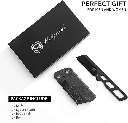 Holtzman's Gorilla Survival Razorback Neck Knife with Full Tang D2 Steel Blade, Sheath, and Belt Clip - EDC Tactical Survival Knife for Outdoor Adventures in Kuwait