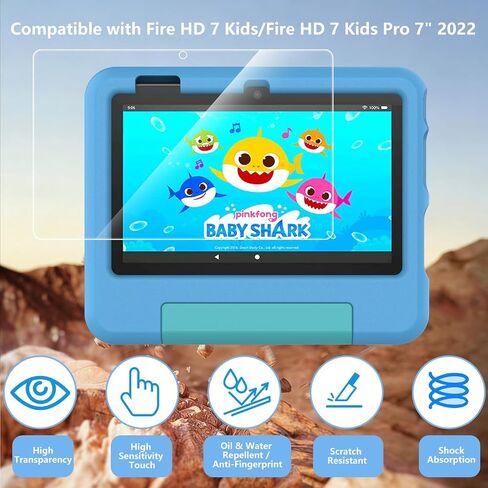 2 Pack Screen Protector Compatible with 7 Kids/ 7 Kids Pro Tablet 7" (2022 Release), Tempered Glass 9H Hardness HD Clear Anti-Scratch in Kuwait