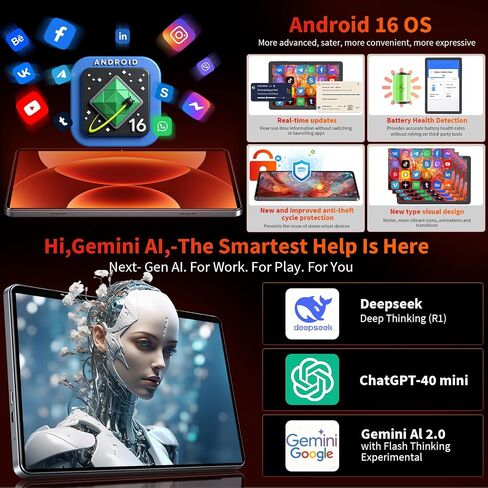 Android Tablet with Keyboard - Android 16 tablet with 26GB+256GB+2TB Expand, 10 inch Tablet with 8-Core, Gemini AI, 5G WiFi, 8000mAh, GPS, GMS, Electronic Tablet PC with Case/Mouse/Stylus-Green Case in Kuwait