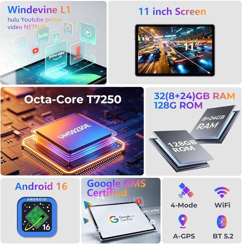 Android Tablet 11 inch, Android 16 with 32GB RAM + 128GB ROM and 8000 mAh in Kuwait