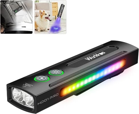 Wurkkos HD01 Flat Flashlight with RGB Light,Handheld Flashlights 1200 Lumens Rechargeable EDC Flashlight, Triple Light Sources Pocket Lights, Magnetic Flashlight for Outdoors, Work, Emergency in Kuwait