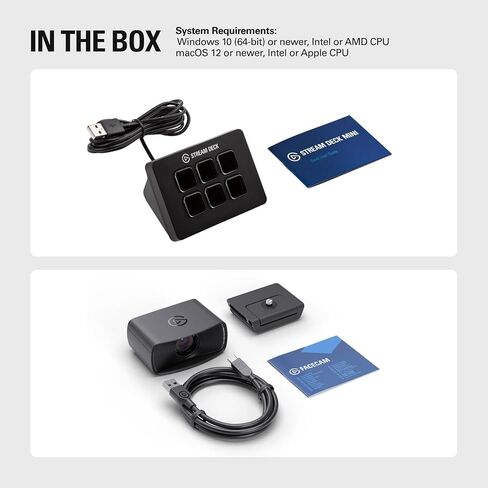 Elgato Facecam MK.2 & Elgato Stream Deck Mini – Premium Full HD Webcam for Streaming, Gaming, Video Calls, Recording, Boost Productivity with Seamless Integration, Compatible with Mac and PC in Kuwait