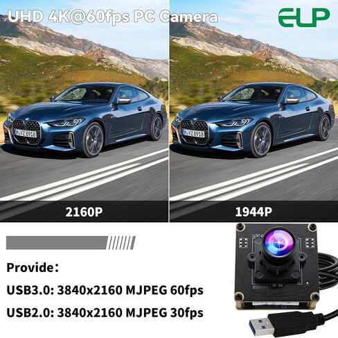 ELP High Speed 4K 60FPS USB Camera Module for Computer, Mini UVC 2160P USB3.0/2.0 Lightburn Cameras for Windows, Linux, Mac, Pi, Wide Angle 90°(H) IMX678 Webcam Board for PC Laptop Jetson Nano in Saudi Arabia