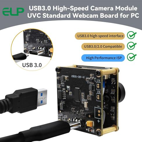 ELP High Speed 4K 60FPS USB Camera Module for Computer, Mini UVC 2160P USB3.0/2.0 Lightburn Cameras for Windows, Linux, Mac, Pi, Wide Angle 90°(H) IMX678 Webcam Board for PC Laptop Jetson Nano in Saudi Arabia