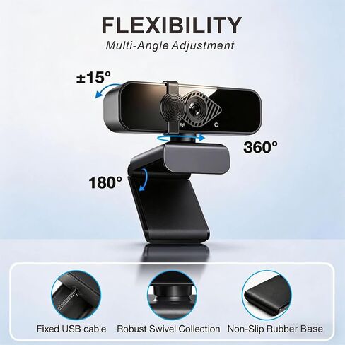 4K Webcam for PC/Laptop/Desktop with Microphone and Privacy Cover – Plug & Play USB Computer Camera for Streaming/Meetings in Kuwait