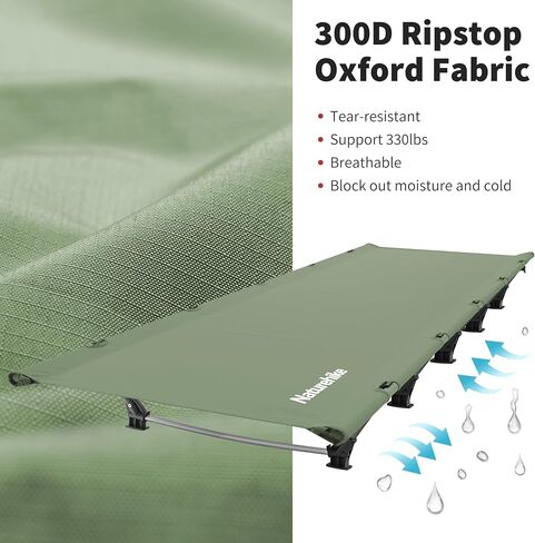 Naturehike GreenWild Camping Cot, Ultralight Folding Backpacking Cot, 60-Second Easy Set-Up, Supports 330lbs, Portable Camping Bed for Adults for Camping Hiking Travel Home in Kuwait