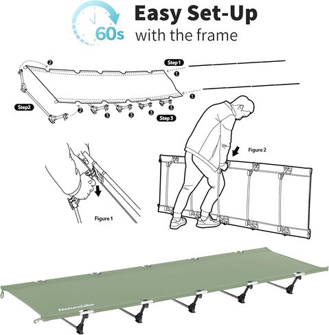 Naturehike GreenWild Camping Cot, Ultralight Folding Backpacking Cot, 60-Second Easy Set-Up, Supports 330lbs, Portable Camping Bed for Adults for Camping Hiking Travel Home in Kuwait