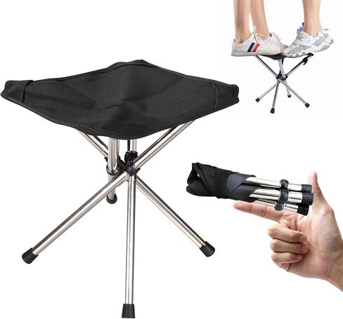 Ultra-Lightweight Camping Stoo - 260lbs Capacity | 13.8in Expanded Height | 1.2lbs Ultra-Light & Waterproof | 1-Pull Quick Setup for Camping, Hiking, Fishing, BBQ & Waiting in Line (Black) in Saudi Arabia