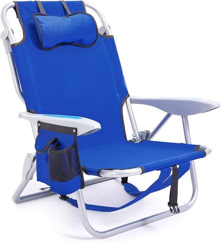 Portable Beach Chair for Adults, 5 Position Backpack Folding Camping Chairs for Outdoor, Beach Chairs with Backpack Straps,Blue in Kuwait