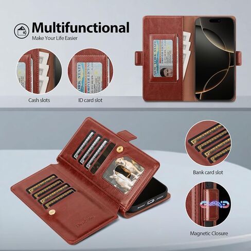 Compatible with Samsung Galaxy S23 Ultra Case Wallet with Card Holder Women Men,RFID Blocking PU Leather Phone Case Flip Shockproof Protector Cover Credit Card Slot Kickstand,Brown in Kuwait
