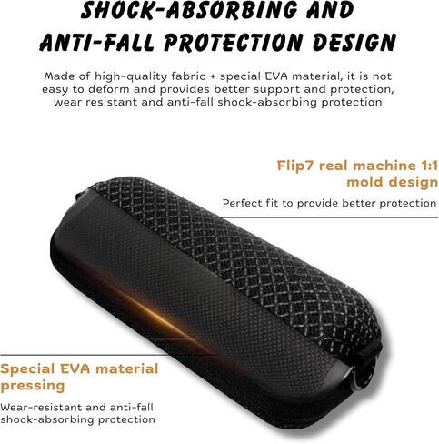 Flip 7 Portable Speaker Travel Case - Compatible with JBL Flip 7 - Protective Hard Shell Case with Shoulder Strap | Carabiner & Hand Strap - Waterproof Cover Carrying Bag for Bluetooth Speaker in Kuwait