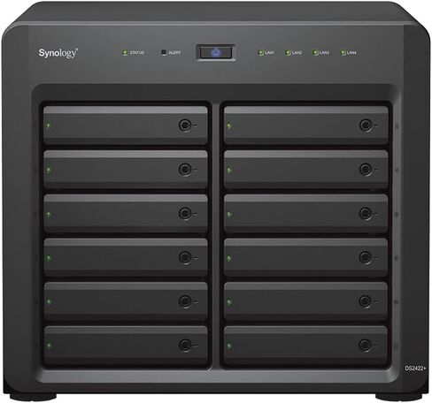 DS2422+ 12-Bay NAS Server Combo with Enterprise SATA HDD Storage, 4GB DDR4 ECC RAM, AMD Ryzen V1500B 4-Core 2.2GHz, 4X 1GbE LAN Port (288TB) 12x 24TB in Saudi Arabia