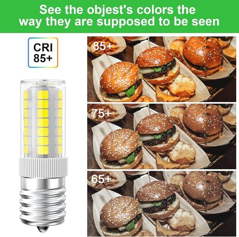 LED Microwave Light Bulbs Under Hood 40W Equivalent, E17 LED Bulb Dimmable for Range Hood, Refrigerator, 3W 360LM LED Appliance Light Bulb Over Stove, Daylight White 6000K, 2-Pack in Kuwait