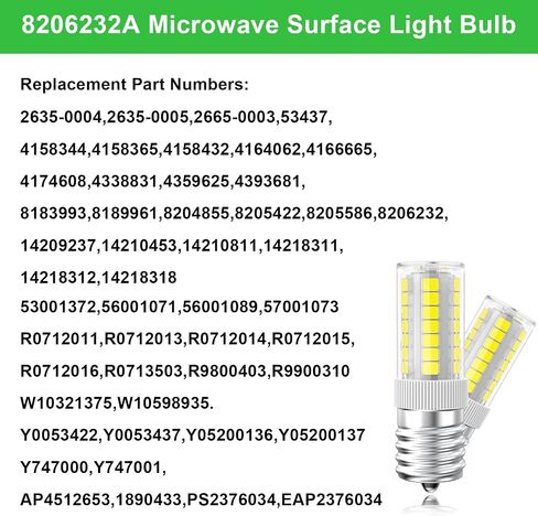 LED Microwave Light Bulbs Under Hood 40W Equivalent, E17 LED Bulb Dimmable for Range Hood, Refrigerator, 3W 360LM LED Appliance Light Bulb Over Stove, Daylight White 6000K, 2-Pack in Kuwait